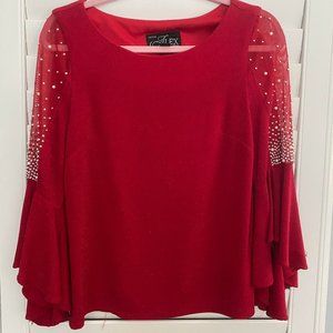 Red Blouse with Embellishments